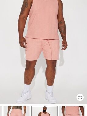 Fashion Nova Men's Light Pink Waffle Drawstring Athletic Shorts
